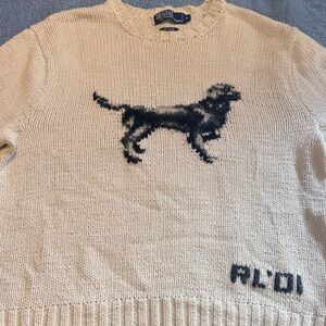 Polo Ralph Lauren Cream Sweater with Black Dog Motif